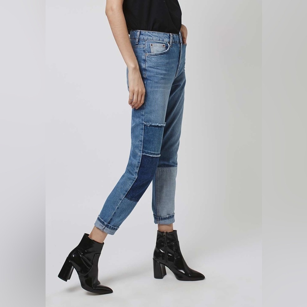 NWOT Topshop Patchwork Mom Jeans
